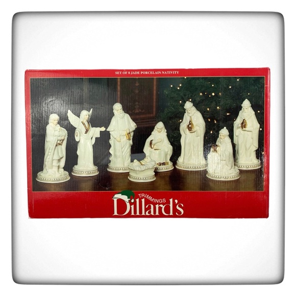 Dillard’s Holiday Dillards Trimmings Set 8 Jade Porcelain Nativity